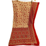 Women Indian Long Sarong Shawl Ethnic Wrap Dupata Stole Scarf Cotton Red/Orange