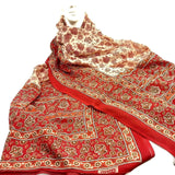 Women Indian Long Sarong Shawl Ethnic Wrap Dupata Stole Scarf Cotton Red/Orange