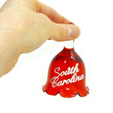 Red Glass 2 Bell Set Gift North &  South Carolina  Souvenir Memento VTG Collection
