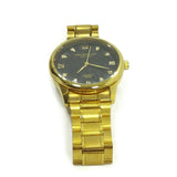 Dreaming Q&P Men Fashion Watch Gold Tone Black Dial Luxury Analog Quartz Jewelry