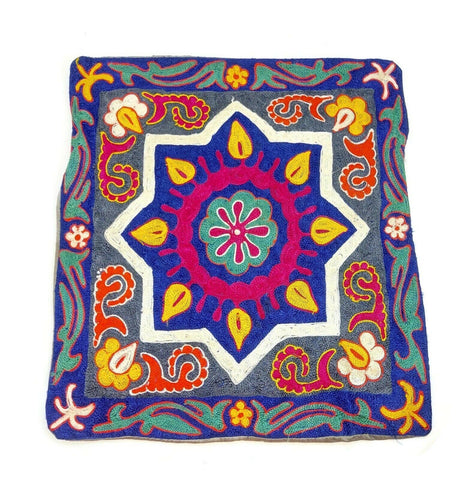 Pillow Cover Embroidery Handmade Artwork Decorative Cushion Case Home Décor 16"