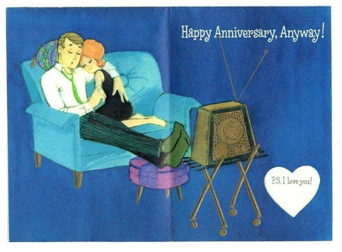 Anniversary Greeting Card Husband Wife Couple Velvet Vintage Unused Ambassador