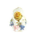 Swans Pair Couple W/Rose Rings Porcelain Figurine Gold Rim VTG Décor Collection