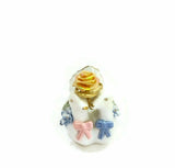 Swans Pair Couple W/Rose Rings Porcelain Figurine Gold Rim VTG Décor Collection
