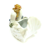 Swans Pair Couple W/Rose Rings Porcelain Figurine Gold Rim VTG Décor Collection