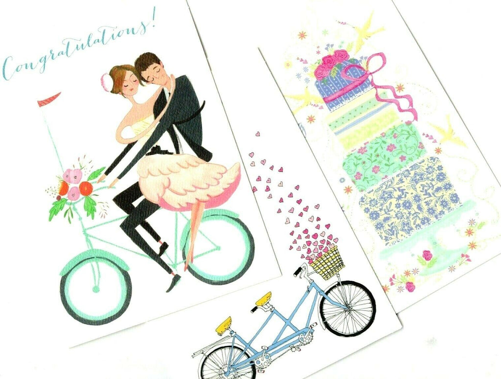 Best Wishes on Your Wedding Day Congratulations Greeting Card Lot of 3 TJ
