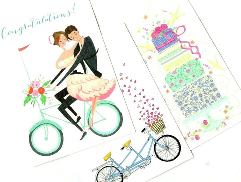Best Wishes on Your Wedding Day Congratulations Greeting Card Lot of 3 TJ