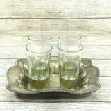 Silver Tray Glasses Vintage Antique Set of 4 Oblong Salver Plate Tea Glass Cups
