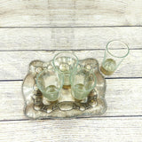 Silver Tray Glasses Vintage Antique Set of 4 Oblong Salver Plate Tea Glass Cups