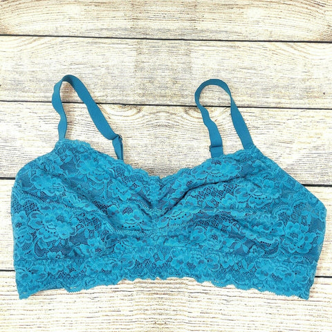Montelle Bra Intimates Women Wirefree Cup Stretch Floral Lace Bralette Blue  38D