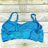 Montelle Bra Intimates Women Wirefree Cup Stretch Floral Lace Bralette Blue  38D