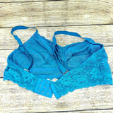 Montelle Bra Intimates Women Wirefree Cup Stretch Floral Lace Bralette Blue  38D