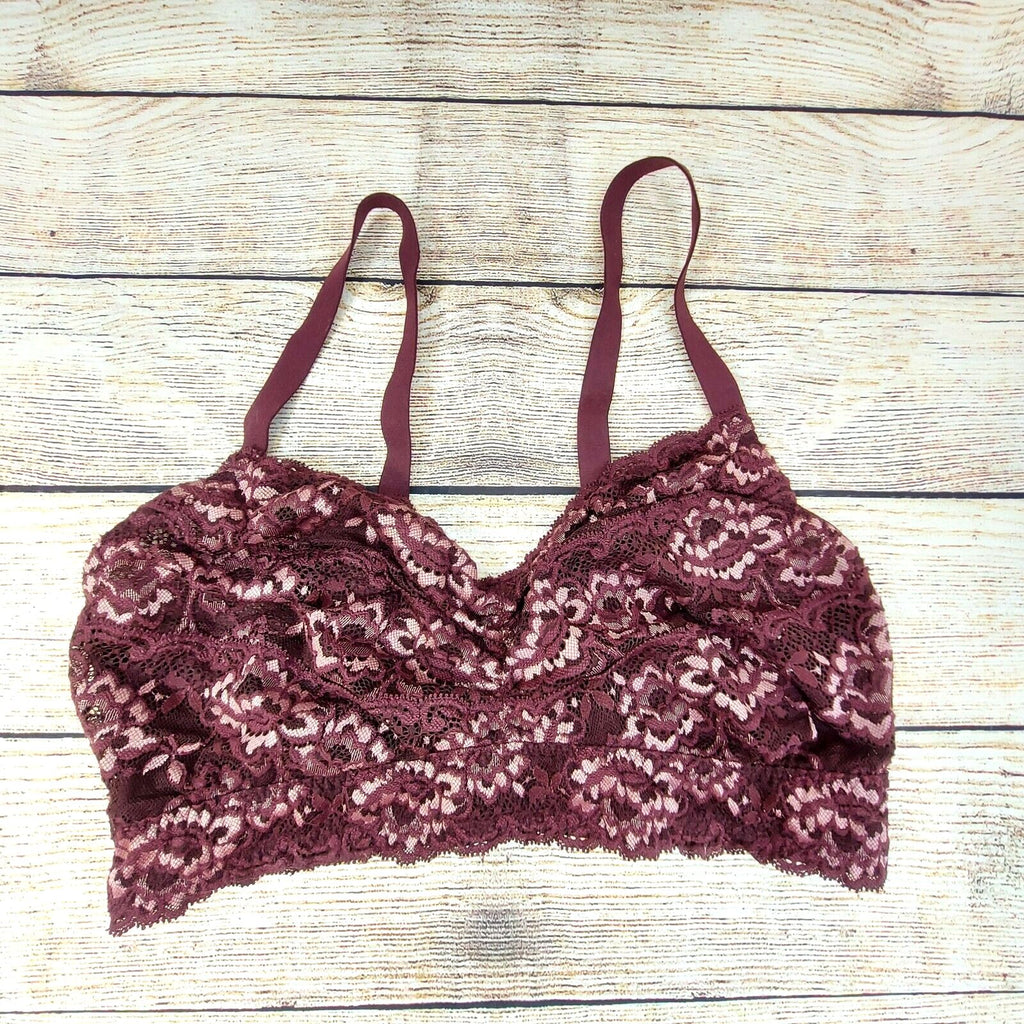 Montelle Bra Intimates Women's Wirefree Cup Stretch Floral Lace Bralette Purple
