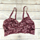 Montelle Bra Intimates Women's Wirefree Cup Stretch Floral Lace Bralette Purple