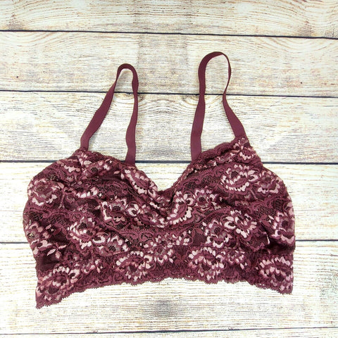 Montelle Bra Intimates Women's Wirefree Cup Stretch Floral Lace Bralette Purple