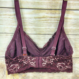 Montelle Bra Intimates Women's Wirefree Cup Stretch Floral Lace Bralette Purple
