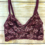 Montelle Bra Intimates Women's Wirefree Cup Stretch Floral Lace Bralette Purple