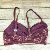 Montelle Bra Intimates Women's Wirefree Cup Stretch Floral Lace Bralette Purple