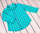 Guanyy Women's Long Sleeve Casual Loose Classic Green Plaid Button Down Shirt XL