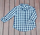 Guanyy Women's Long Sleeve Casual Loose Classic Black Plaid Button Down Shirt XL