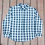 Guanyy Women's Long Sleeve Casual Loose Classic Black Plaid Button Down Shirt XL