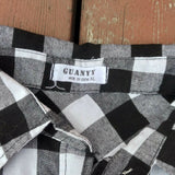 Guanyy Women's Long Sleeve Casual Loose Classic Black Plaid Button Down Shirt XL