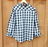 Guanyy Women's Long Sleeve Casual Loose Classic Black Plaid Button Down Shirt XL