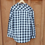 Guanyy Women's Long Sleeve Casual Loose Classic Black Plaid Button Down Shirt XL