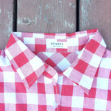 Guanyy Women's Long Sleeve Casual Loose Classic Red Plaid Button Down Shirt XL