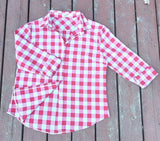 Guanyy Women's Long Sleeve Casual Loose Classic Red Plaid Button Down Shirt XL