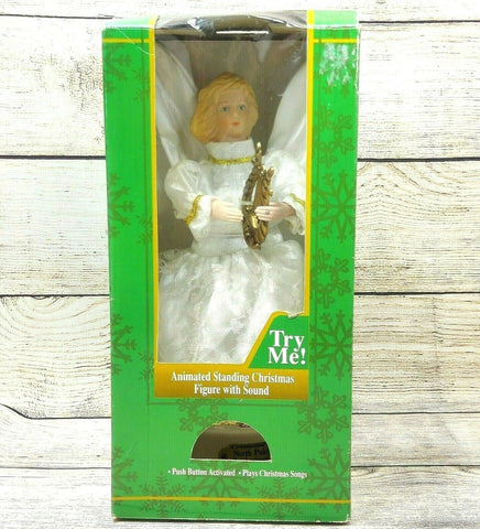 Christmas Figure Angel Harp North Pole Productions Animated Standing Sound Decor