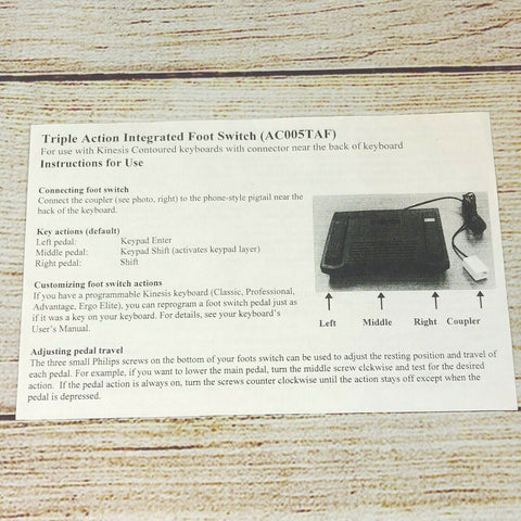 Integrated Triple Action Foot Switch AC005TAF for Kinesis Contoured Keyboards