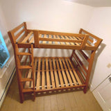 Bunk Bed Adults Kids Full Sz Lower Twin Sz Upper Railing Ladder Whole Wood Brown
