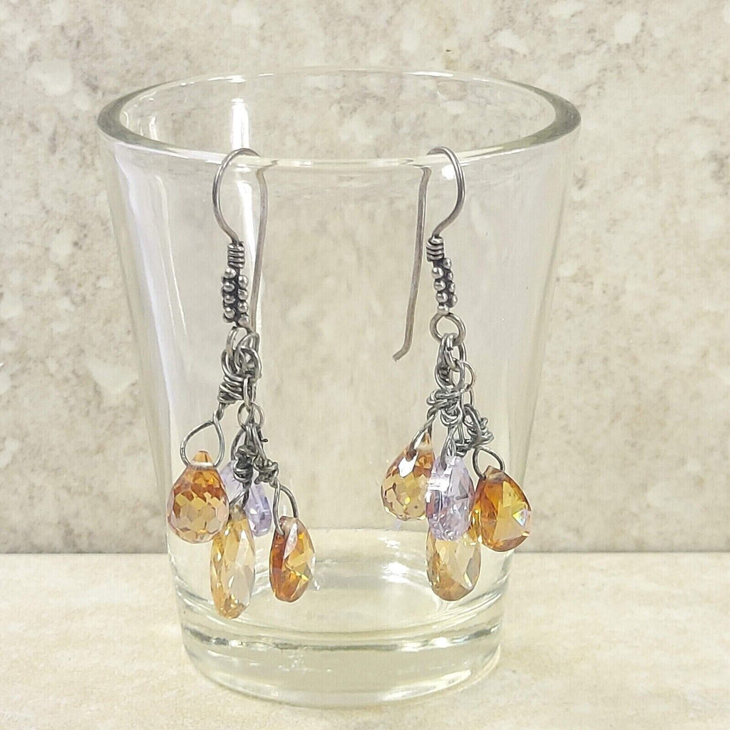 Dangle Earring Silver Purple/Brown Drop Earrings Jewel Trinket Jewelry Gift Her