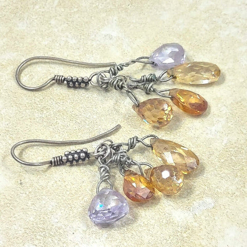 Dangle Earring Silver Purple/Brown Drop Earrings Jewel Trinket Jewelry Gift Her