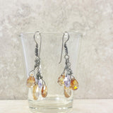 Dangle Earring Silver Purple/Brown Drop Earrings Jewel Trinket Jewelry Gift Her