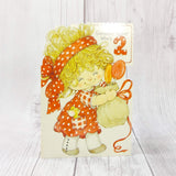 2nd Happy Birthday Vintage Girls Greeting Card Wishes Doll W/ Lollipops Unused
