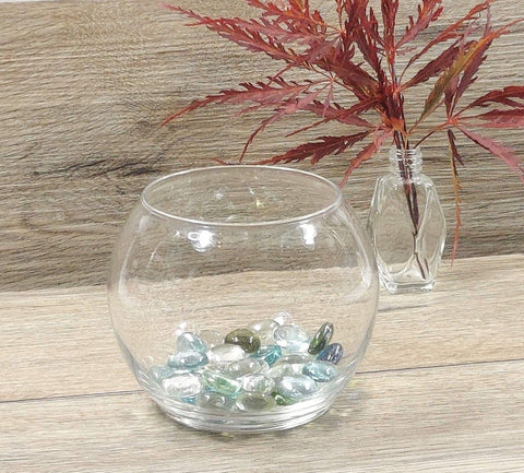 Decorative Clear Glass Bowl Vase w/Gems Stones Home Décor Ornament Set Gift VTG