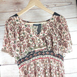 Vintage Chic Women Maxi Dress Flutter Sleeveless High-Waisted Bohemian Dress