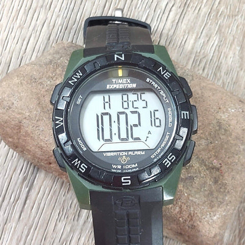 Men's Timex Expedition Compass  Indiglo Digital Watch W/Settings Elastic Band WR
