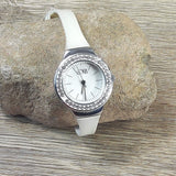 Women's Luxury Wrist Watch Fashion Rhinestone White Ceramic Jewel Bracelet Watch