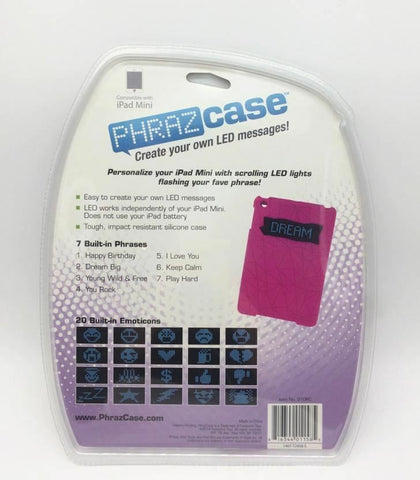 Phraz Case IPad Mini Personalize Silicone Cover Light Flashing Emoticons Pink