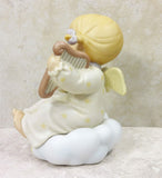 Lucie Attwell Angle Girl Play Harp Figurine Heavenly Peace Vintage Collectible