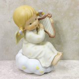 Lucie Attwell Angle Girl Play Harp Figurine Heavenly Peace Vintage Collectible