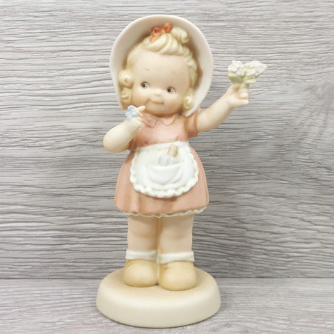 Enesco Memories of Yesterday "Forget Me Not" Girl w/Flowers Vintage Figurine