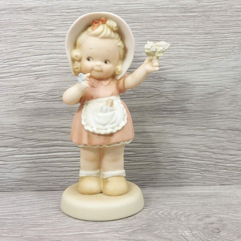 Enesco Memories of Yesterday "Forget Me Not" Girl w/Flowers Vintage Figurine