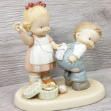 Ensco Collection "Loving You One Stitch  At A Time" 1995 VTG Boy & Girl Figurine