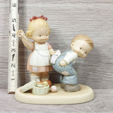 Ensco Collection "Loving You One Stitch  At A Time" 1995 VTG Boy & Girl Figurine