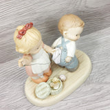 Ensco Collection "Loving You One Stitch  At A Time" 1995 VTG Boy & Girl Figurine