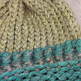 Winter Hat 100% Wool Knitted Handmade Unisex Warm Cap Skull Beanie Green OS